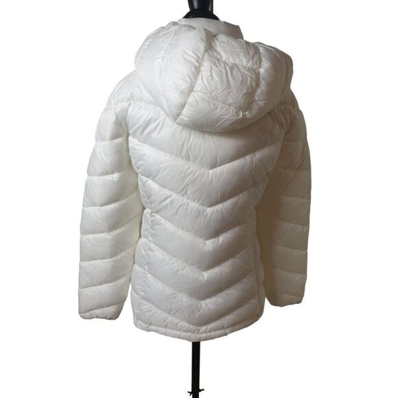 Womens Puffer Coat White M Charter Club Hooded Packable Removable Hood - Picture 3 of 8